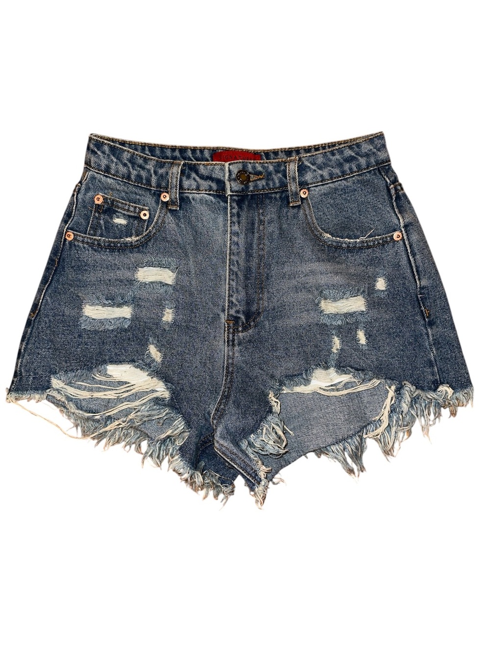 Signature8 High Rise Distressed Frayed Hem Denim Shorts Size Small